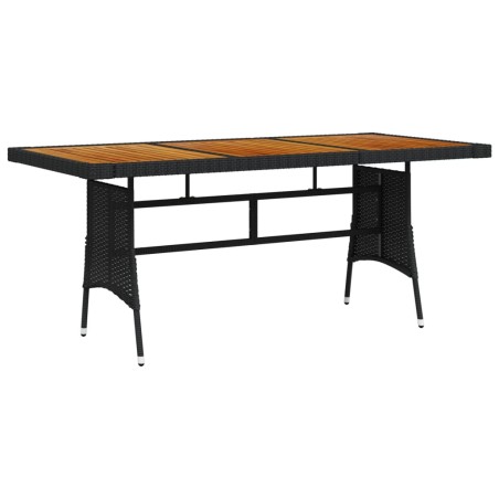 vidaXL Mesa de jardín ratán PE y acacia maciza negro 160x70x72 cm
