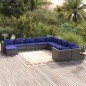 vidaXL Set de muebles de jardín 11 pzas y cojines ratán sintético gris vidaXL Set de muebles de jardín 11 pzas y cojines ratán sintético gris
