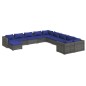 vidaXL Set de muebles de jardín 11 pzas y cojines ratán sintético gris vidaXL Set de muebles de jardín 11 pzas y cojines ratán sintético gris