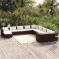 vidaXL Set muebles de jardín 11 pzas y cojines ratán sintético marrón vidaXL Set muebles de jardín 11 pzas y cojines ratán sintético marrón