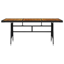 vidaXL Mesa de jardín ratán PE y acacia maciza negro 160x70x72 cm