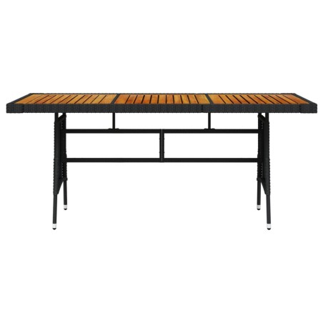 vidaXL Mesa de jardín ratán PE y acacia maciza negro 160x70x72 cm