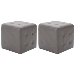 vidaXL Puf 2 unidades cuero sintético gris 30x30x30 cm