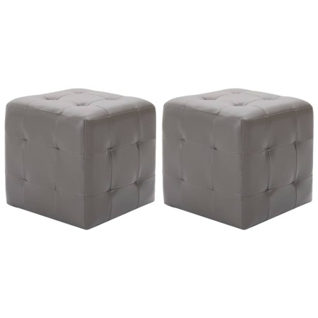 vidaXL Puf 2 unidades cuero sintético gris 30x30x30 cm
