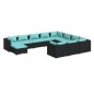 vidaXL Set de muebles de jardín 11 pzas cojines ratán sintético negro vidaXL Set de muebles de jardín 11 pzas cojines ratán sintético negro