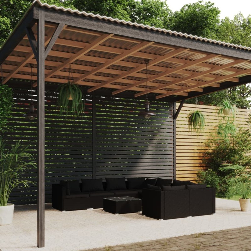 vidaXL Set de muebles de jardín 9 pzas y cojines ratán sintético negro vidaXL Set de muebles de jardín 9 pzas y cojines ratán sintético negro