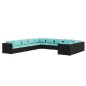 vidaXL Set de muebles de jardín 11 pzas cojines ratán sintético negro vidaXL Set de muebles de jardín 11 pzas cojines ratán sintético negro