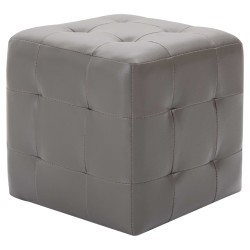 vidaXL Puf 2 unidades cuero sintético gris 30x30x30 cm