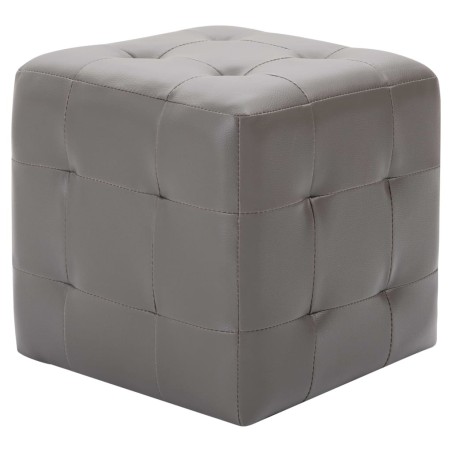 vidaXL Puf 2 unidades cuero sintético gris 30x30x30 cm