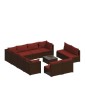 vidaXL Set de muebles de jardín 12 pzas cojines ratán sintético marrón