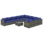 vidaXL Set de muebles de jardín 11 pzas y cojines ratán sintético gris vidaXL Set de muebles de jardín 11 pzas y cojines ratán sintético gris