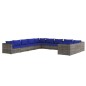 vidaXL Set de muebles de jardín 11 pzas y cojines ratán sintético gris vidaXL Set de muebles de jardín 11 pzas y cojines ratán sintético gris