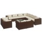 vidaXL Set muebles de jardín 12 pzas y cojines ratán sintético marrón vidaXL Set muebles de jardín 12 pzas y cojines ratán sintético marrón