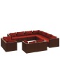 vidaXL Set muebles de jardín 11 piezas cojines ratán sintético marrón vidaXL Set muebles de jardín 11 piezas cojines ratán sintético marrón