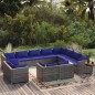 vidaXL Set de muebles de jardín 12 pzas y cojines ratán sintético gris vidaXL Set de muebles de jardín 12 pzas y cojines ratán sintético gris