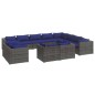 vidaXL Set de muebles de jardín 12 pzas y cojines ratán sintético gris vidaXL Set de muebles de jardín 12 pzas y cojines ratán sintético gris