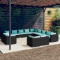 vidaXL Set de muebles de jardín 13 pzas cojines ratán sintético negro vidaXL Set de muebles de jardín 13 pzas cojines ratán sintético negro