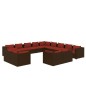 vidaXL Set muebles de jardín 13 piezas cojines ratán sintético marrón vidaXL Set muebles de jardín 13 piezas cojines ratán sintético marrón