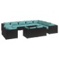 vidaXL Set de muebles de jardín 12 pzas cojines ratán sintético negro
