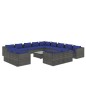 vidaXL Set de muebles de jardín 14 pzas y cojines ratán sintético gris vidaXL Set de muebles de jardín 14 pzas y cojines ratán sintético gris