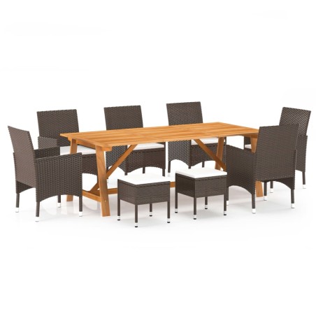 vidaXL Juego de comedor de jardín 9 piezas marrón