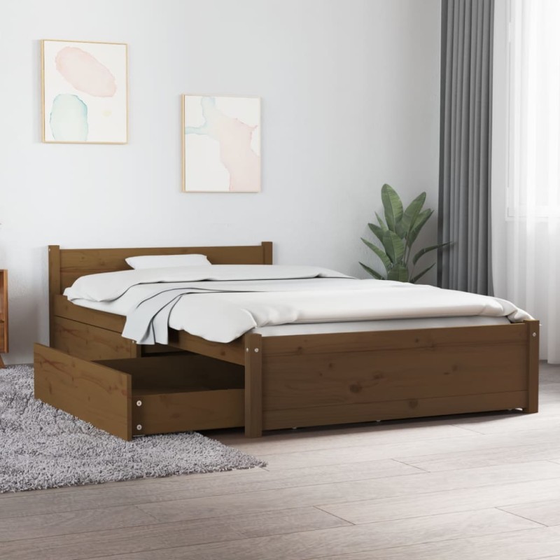 vidaXL Estructura de cama con cajones marrón miel 90x200 cm vidaXL Estructura de cama con cajones marrón miel 90x200 cm