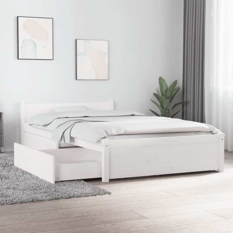 vidaXL Estructura de cama con cajones blanco 90x200 cm vidaXL Estructura de cama con cajones blanco 90x200 cm