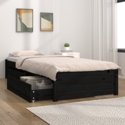 vidaXL Estructura de cama con cajones negro 90x200 cm