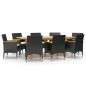 vidaXL Juego de comedor de jardín 9 piezas con cojines negro vidaXL Juego de comedor de jardín 9 piezas con cojines negro