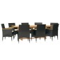 vidaXL Juego de comedor de jardín 9 piezas con cojines negro vidaXL Juego de comedor de jardín 9 piezas con cojines negro