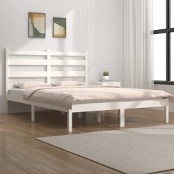 vidaXL Estructura de cama matrimonial madera de pino blanca 135x190 cm