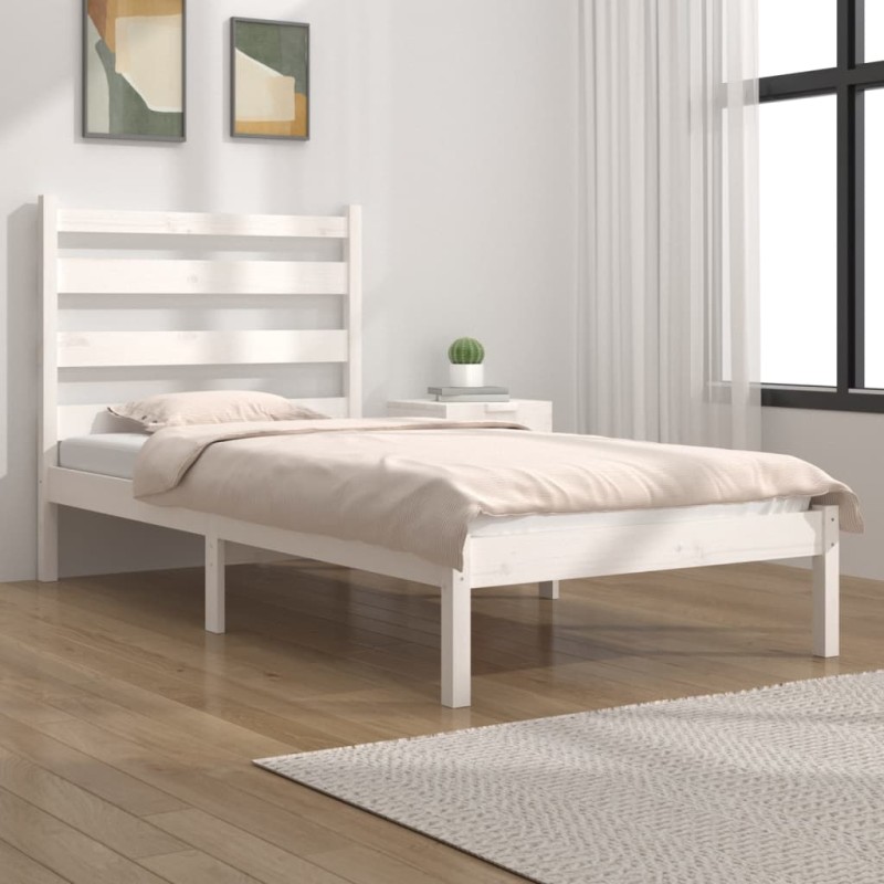 vidaXL Estructura de cama madera maciza de pino blanco 100x200 cm vidaXL Estructura de cama madera maciza de pino blanco 100x200 cm