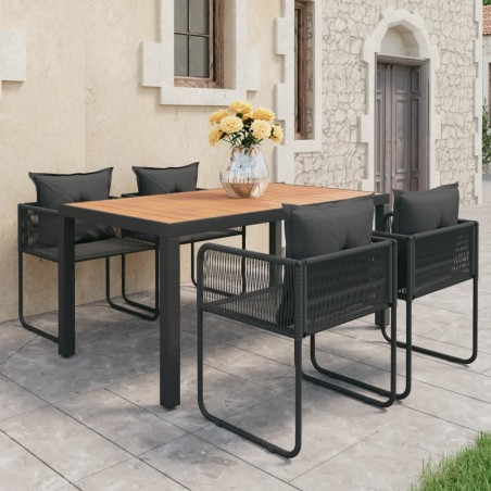 vidaXL Set de comedor de jardín de 5 piezas PVC ratán negro y marrón