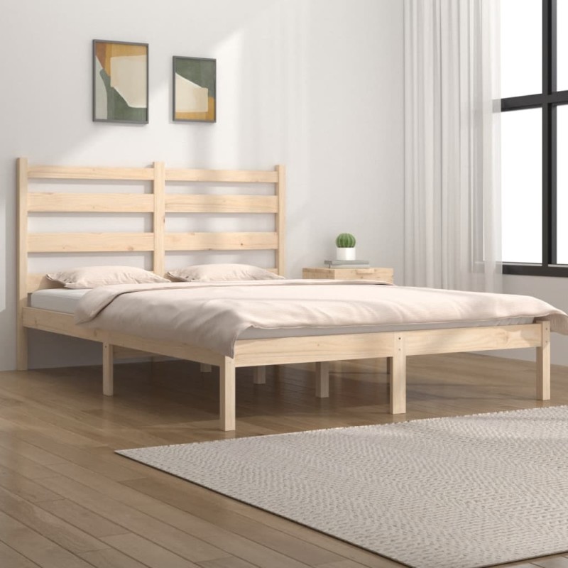 vidaXL Estructura de cama madera maciza de pino 150x200 cm vidaXL Estructura de cama madera maciza de pino 150x200 cm