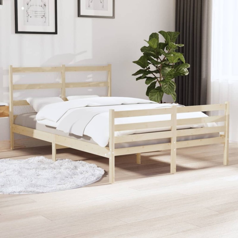 vidaXL Estructura de cama madera maciza de pino 140x190 cm vidaXL Estructura de cama madera maciza de pino 140x190 cm