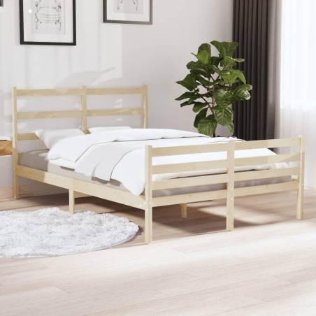 vidaXL Estructura de cama madera maciza de pino 140x190 cm