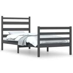 vidaXL Estructura de cama madera maciza de pino gris 90x200 cm