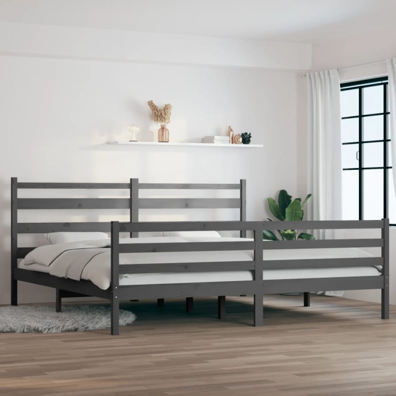 vidaXL Estructura de cama de madera maciza de pino gris 200x200 cm