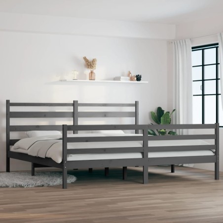 vidaXL Estructura de cama de madera maciza de pino gris 200x200 cm