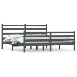 vidaXL Estructura de cama de madera maciza de pino gris 200x200 cm
