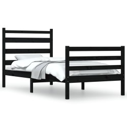 vidaXL Estructura de cama madera maciza de pino negra 90x200 cm