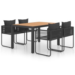 vidaXL Set de comedor de jardín de 5 piezas PVC ratán negro y marrón