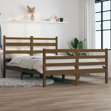 vidaXL Estructura de cama madera maciza de pino marrón miel 140x200 cm