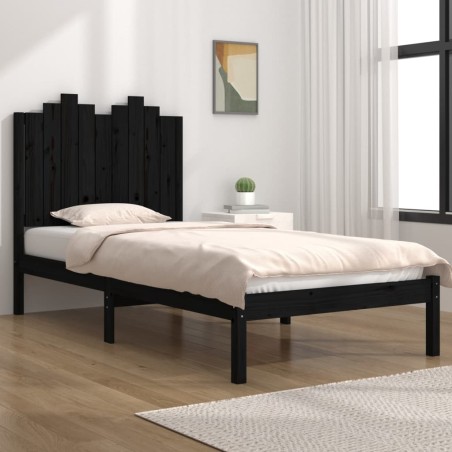 vidaXL Estructura de cama madera maciza pino negra 75x190 cm 2FT6
