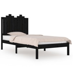 vidaXL Estructura de cama madera maciza pino negra 75x190 cm 2FT6