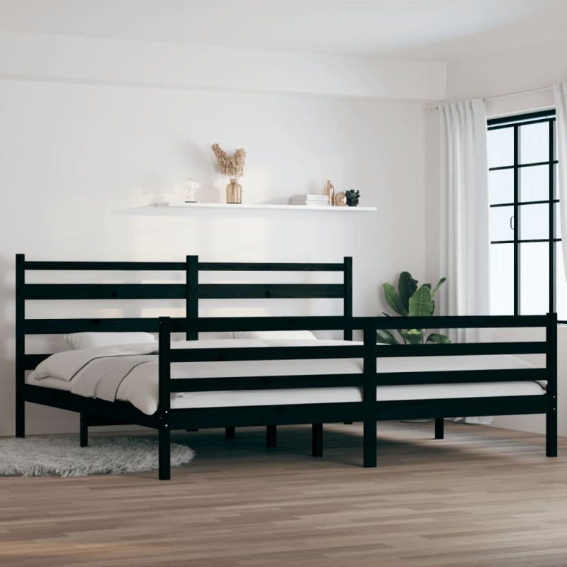 vidaXL Estructura de cama de madera maciza de pino negra 200x200 cm vidaXL Estructura de cama de madera maciza de pino negra 200x200 cm