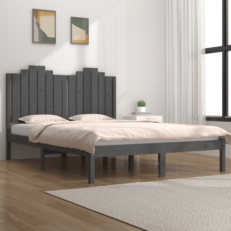 vidaXL Estructura de cama madera maciza de pino gris 120x200 cm vidaXL Estructura de cama madera maciza de pino gris 120x200 cm