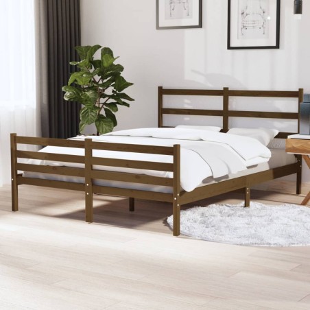 vidaXL Estructura de cama madera maciza de pino marrón miel 150x200 cm