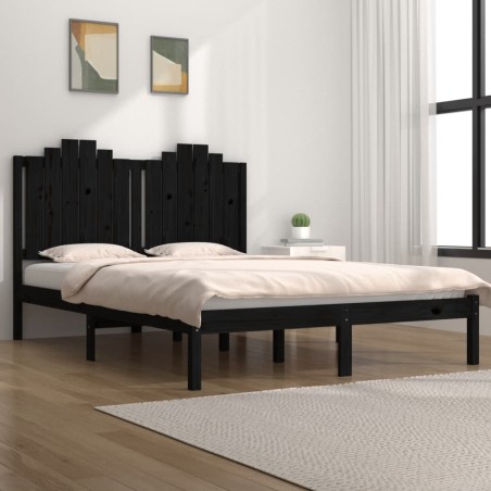 vidaXL Estructura de cama de madera maciza de pino negra 140x200 cm