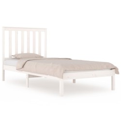 vidaXL Estructura de cama individual madera maciza blanco 75x190 cm